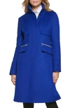 Karl Lagerfeld Officer Wool Blend Coat In Cobalt