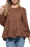 Blu Pepper Tiered Clip Dot Blouse In Cocoa