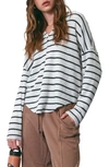 Blu Pepper Stripe V-neck Sweater In Ivory
