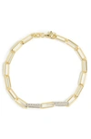 Meshmerise Diamond Paper Clip Chain Bracelet In Yellow