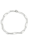 Meshmerise Diamond Paper Clip Chain Bracelet In White