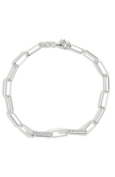 Meshmerise Diamond Paper Clip Chain Bracelet In White