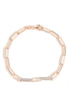 Meshmerise Diamond Paper Clip Chain Bracelet In Rose