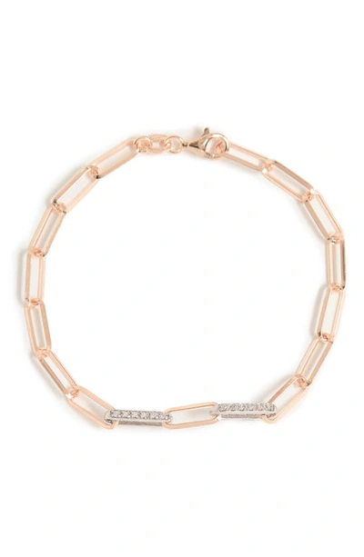 Meshmerise Diamond Paper Clip Chain Bracelet In Rose