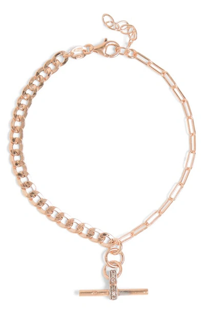 Meshmerise Mix Chain Diamond Bracelet In Rose