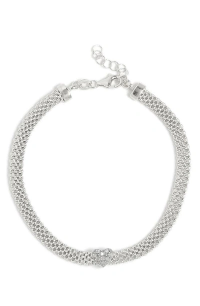Meshmerise Heart Station Diamond Mesh Bracelet In White