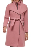 Calvin Klein Wool Blend Bib Coat In Rose