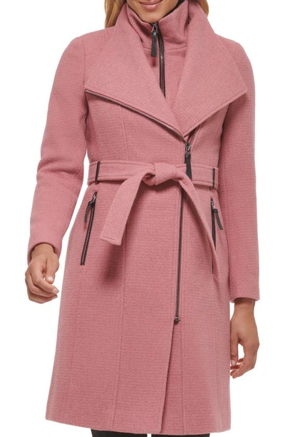 Calvin Klein Wool Blend Bib Coat In Rose