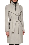 Calvin Klein Wool Blend Bib Coat In Light Grey