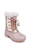 London Fog Kids' Duck Toe Boot With Faux Fur Trim In Pink