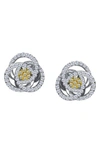 Lafonn Two-tone Simulated Diamond Filigree Stud Earrings In Canary/ White
