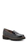 White Mountain Footwear Gunner Lug Sole Platform Loafer In Black/ Patent