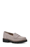 White Mountain Footwear Gunner Lug Sole Platform Loafer In Light Taupe/ Suede