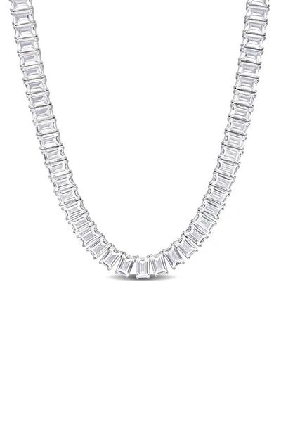 Delmar Created White Sapphire Necklace In Silver/ White