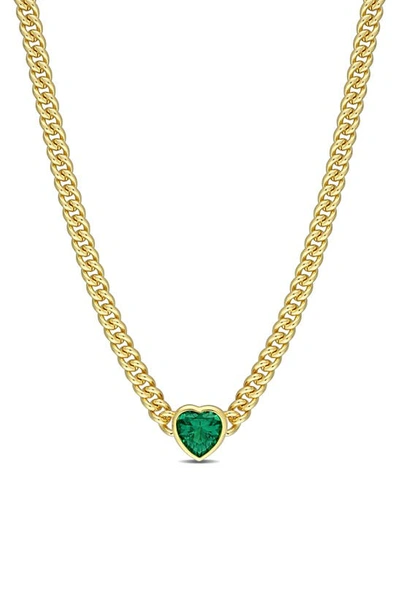 Delmar Heart-cut Cubic Zirconia Necklace In Green