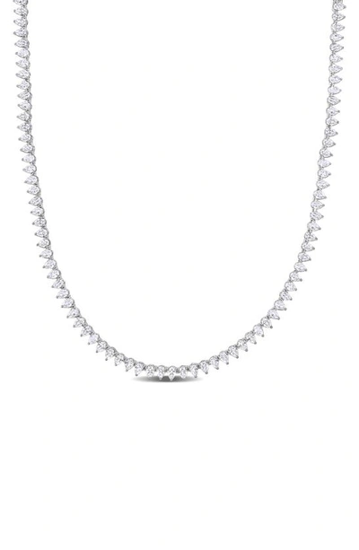 Delmar Pear Cut Lab Created White Sapphire Tennis Necklace