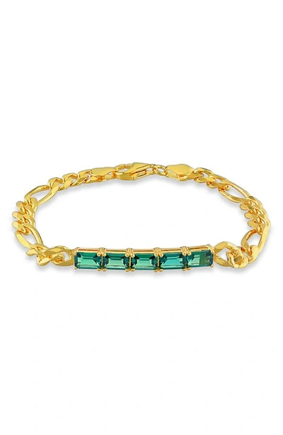 Delmar Lab Created Emerald Figaro Chain Bracelet In Green