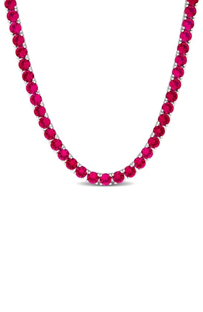 Delmar Lab Created Ruby Tennis Necklace In Red