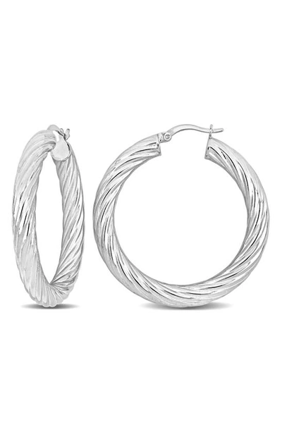 Delmar Sterling Silver Twisted 40mm Hoop Earrings