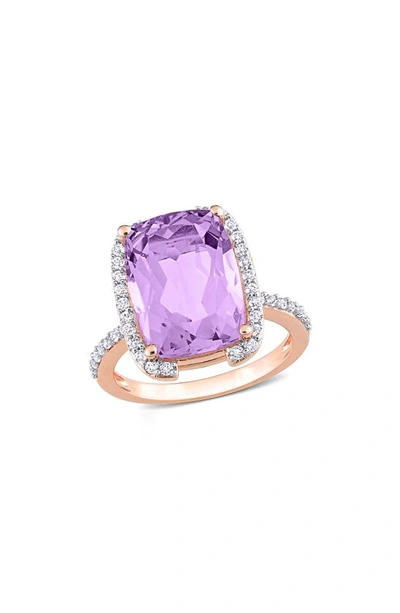 Delmar Cushion Cut Rose De France Amethyst & White Topaz Ring In Purple