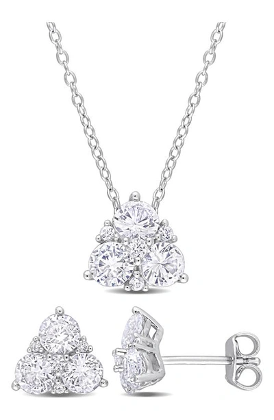 Delmar Created White Sapphire Stud Earrings & Necklace Set