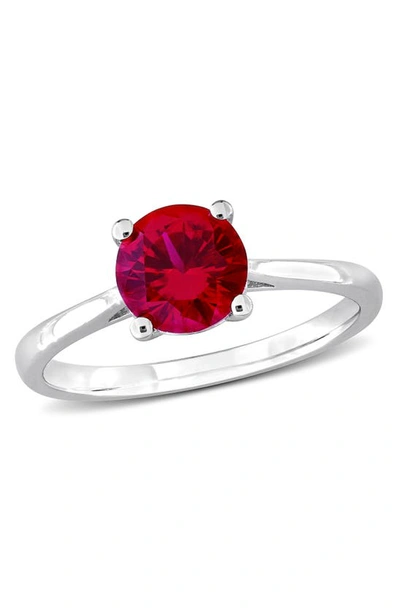 Delmar Created Ruby Solitaire Ring In Red