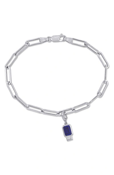 Delmar Lab Created Blue Sapphire & Lab Created White Sapphire Chain Bracelet