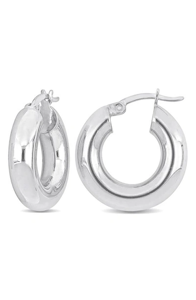 Delmar Round Hollow Hoop Earrings In Silver