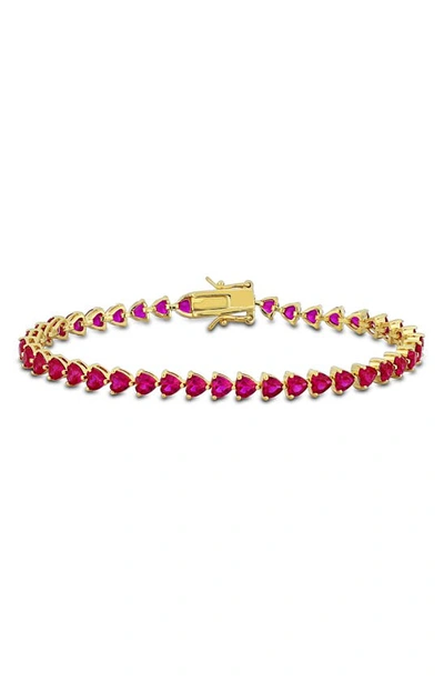 Delmar Lab Created Ruby Heart Tennis Bracelet In Red