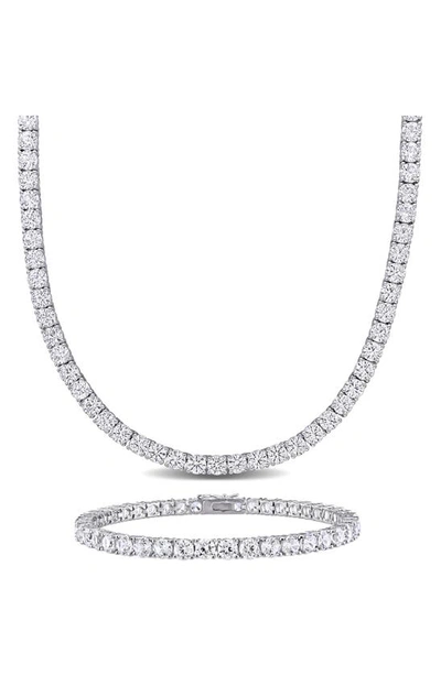 Delmar Lab Created White Sapphire Tennis Necklace & Tennis Bracelet Set