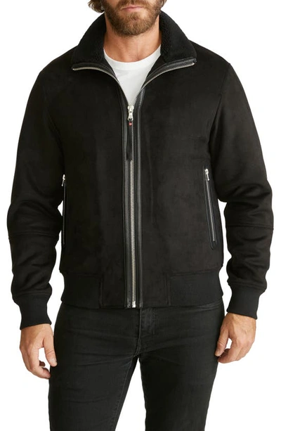 Robert Graham Faux Suede Bomber Jacket In Black