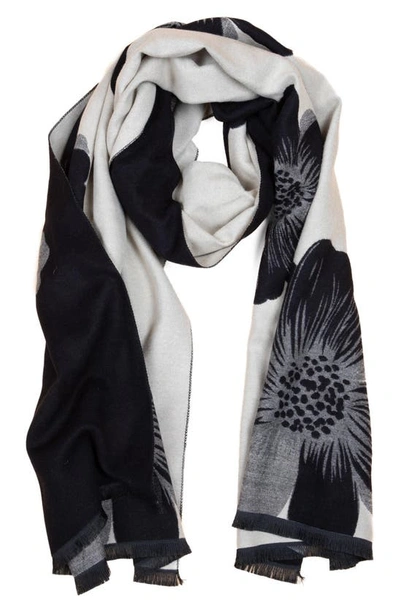 Saachi Floral Reversible Scarf In Black/white/grey