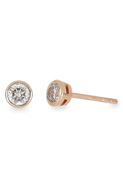 Bony Levy 14k Rose Gold Diamond Bezel Stud Earrings