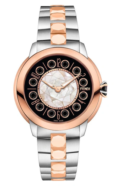 Fendi Ishine Two-tone Bracelet Watch, 33mm In Two Tone