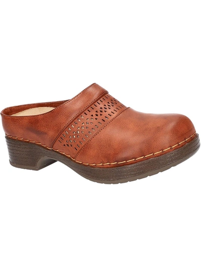 Easy Works By Easy Street Sidra Womens Faux Leather Slip Resistant Clogs In Brown