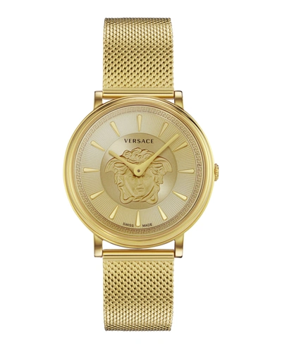 Versace V-circle Medusa Leather Watch In Multi