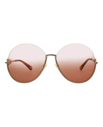 Chloé Round-frame Metal Sunglasses In Multi
