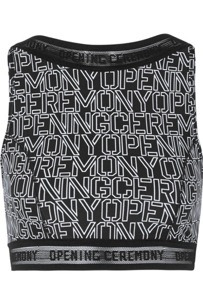 Opening Ceremony Torch Cropped Printed Stretch-jersey Top In Black