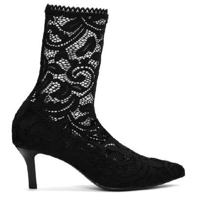 Opening Ceremony Queen Stretch Lace Sock Bootie In 0001 Black