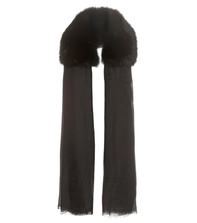 Valentino Cashmere And Fur Scarf In Black