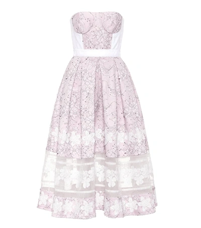 Huishan Zhang Wool And Silk Lace Dress In Pink