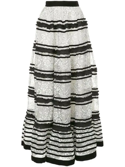 Huishan Zhang Victoria Lace Maxi Skirt In Black/white
