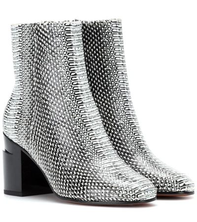 Clergerie Keyla Embossed Leather Ankle Boots In Grey