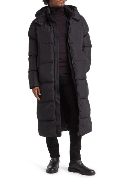 Asos Design Hooded Longline Puffer Coat In Black