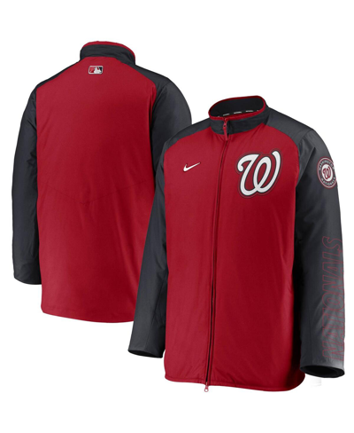 Nike Men's Red, Navy Washington Nationals Authentic Collection Dugout Full-zip Jacket In Red,navy