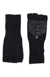 Stewart Of Scotland Cashmere Two-tone Knit Gloves In Black/ Grey