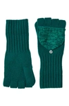Stewart Of Scotland Cashmere Two-tone Knit Gloves In Green Multi