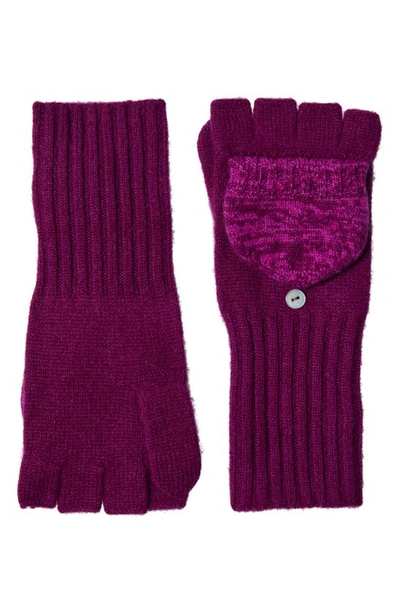 Stewart Of Scotland Cashmere Two-tone Knit Gloves In Purple/ Pink
