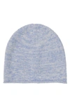 Stewart Of Scotland Cashmere Two-tone Knit Beanie In Light Blue