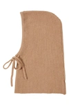 Stewart Of Scotland Cashmere Rib Knit Hood In Camel